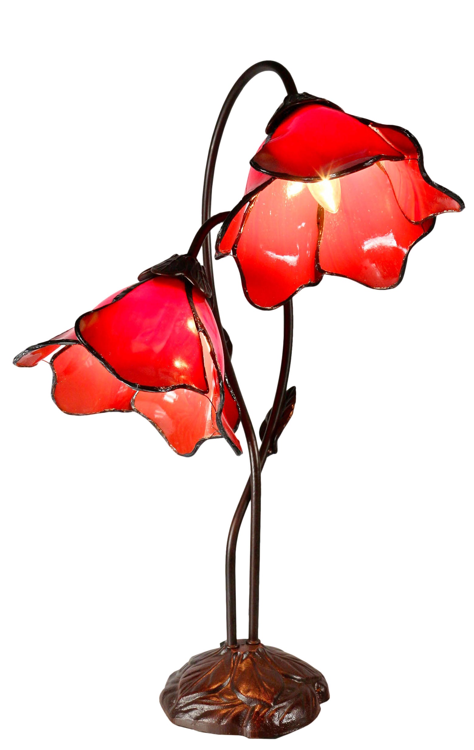 Double Lamp shade Flower  Water Lily Style Tiffany Table Lamp*Red