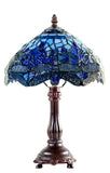 10" Traditional Blue Dragonfly Tiffany Bedside Lamp