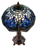 10" Traditional Blue Dragonfly Tiffany Bedside Lamp