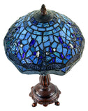 10" Traditional Blue Dragonfly Tiffany Bedside Lamp