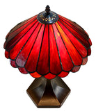 11"  Geometric Tiffany Style Stained Glass Table Lamp*Red