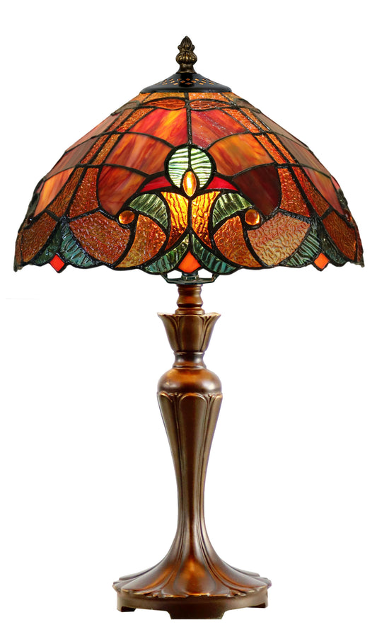 Flowing Color Collection@ 12" Amor Red Tiffany Bedside Lamp
