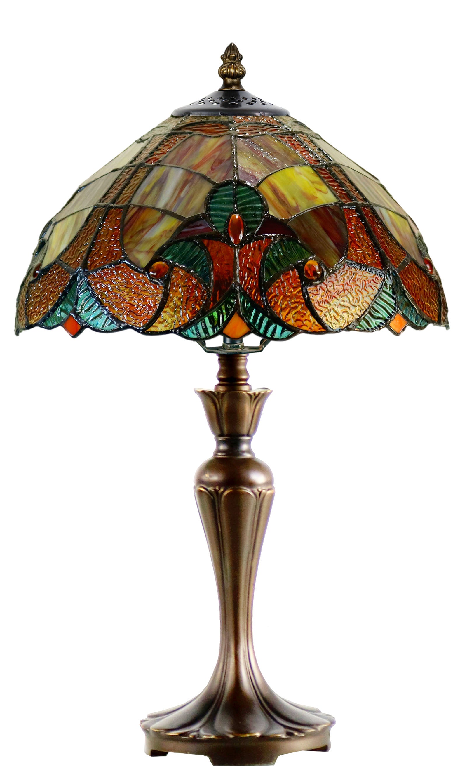 Flowing Color Collection@ 12" Amor Red Tiffany Bedside Lamp
