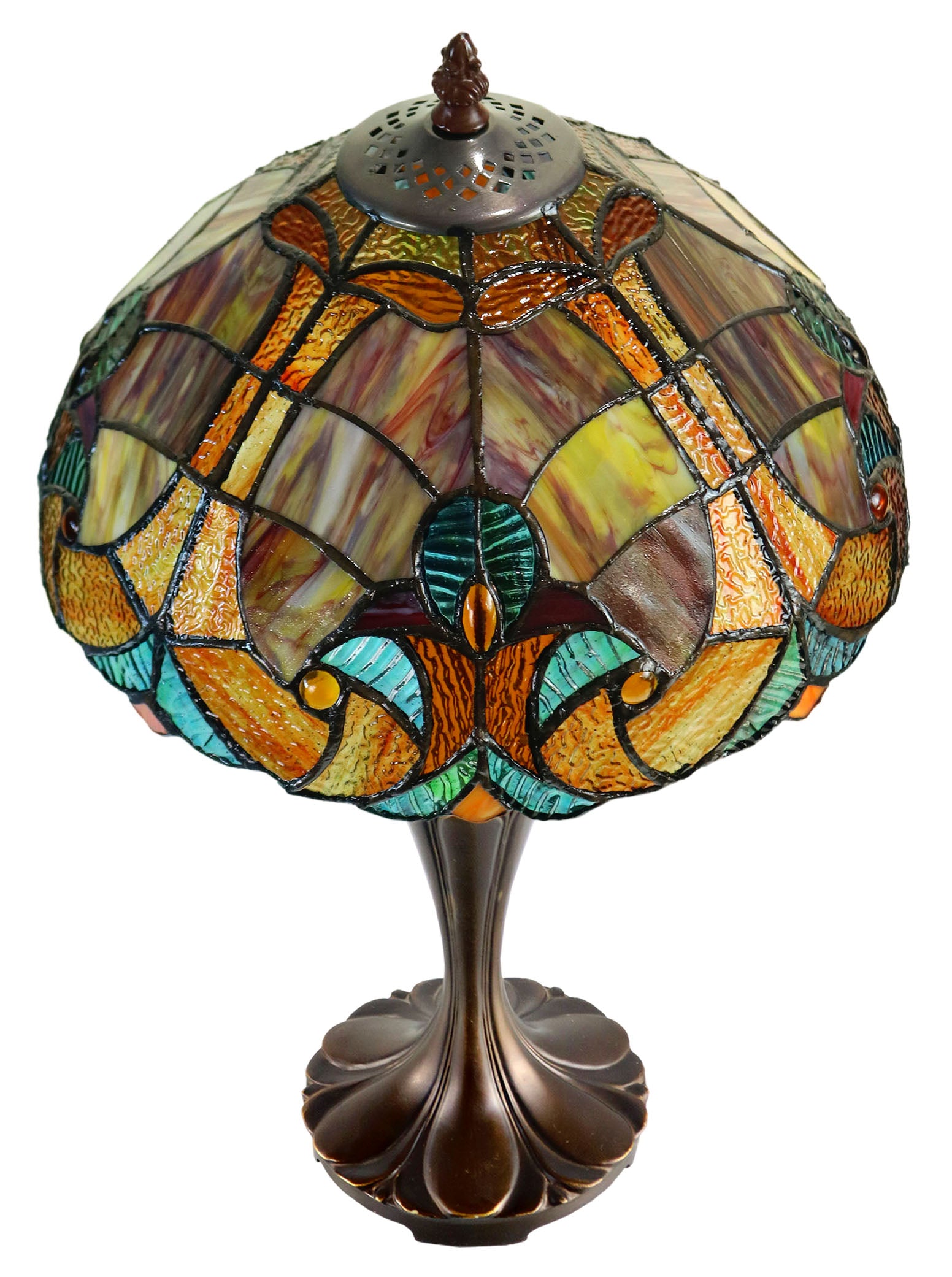Flowing Color Collection@ 12" Amor Red Tiffany Bedside Lamp