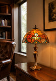 Flowing Color Collection@ 12" Amor Red Tiffany Bedside Lamp