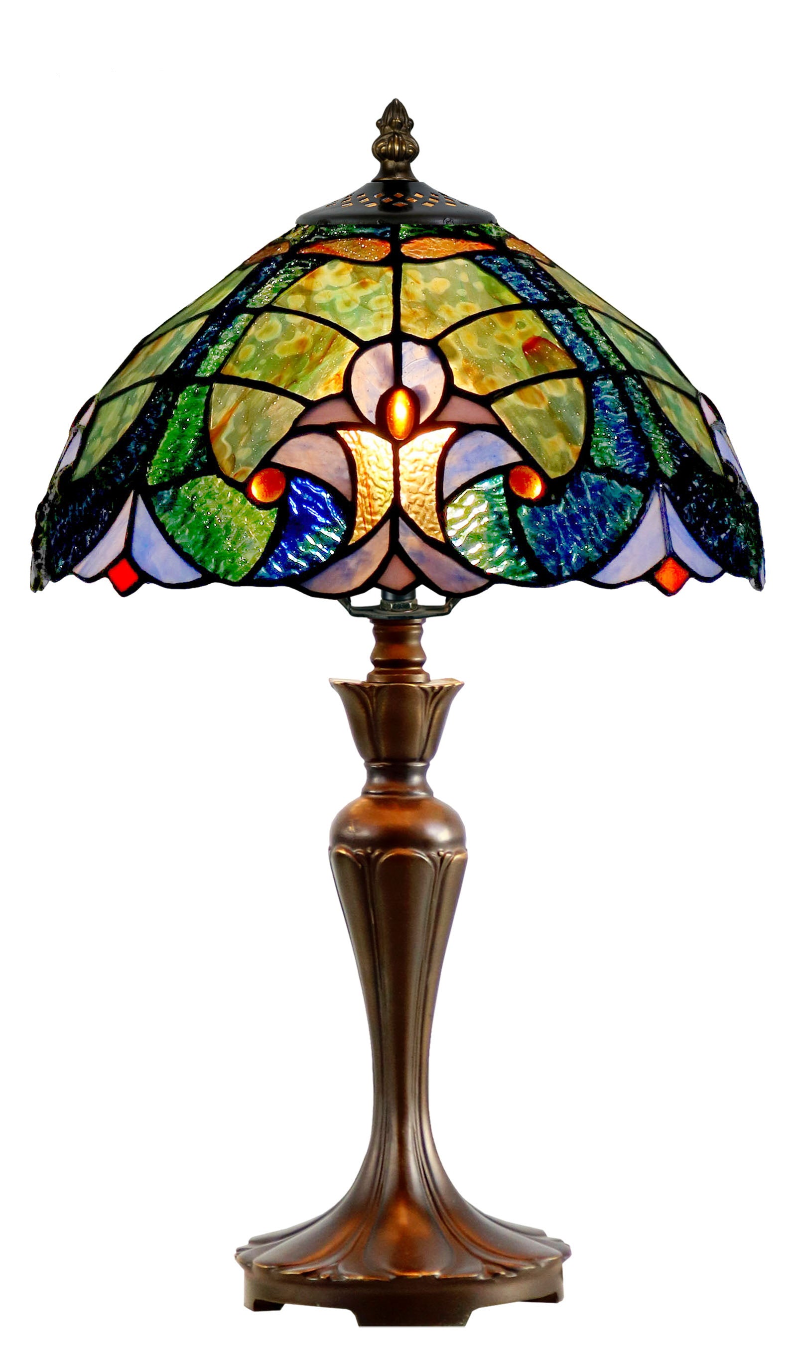 Flowing Color Collection@12" Amor Blue Tiffany Bedside Lamp