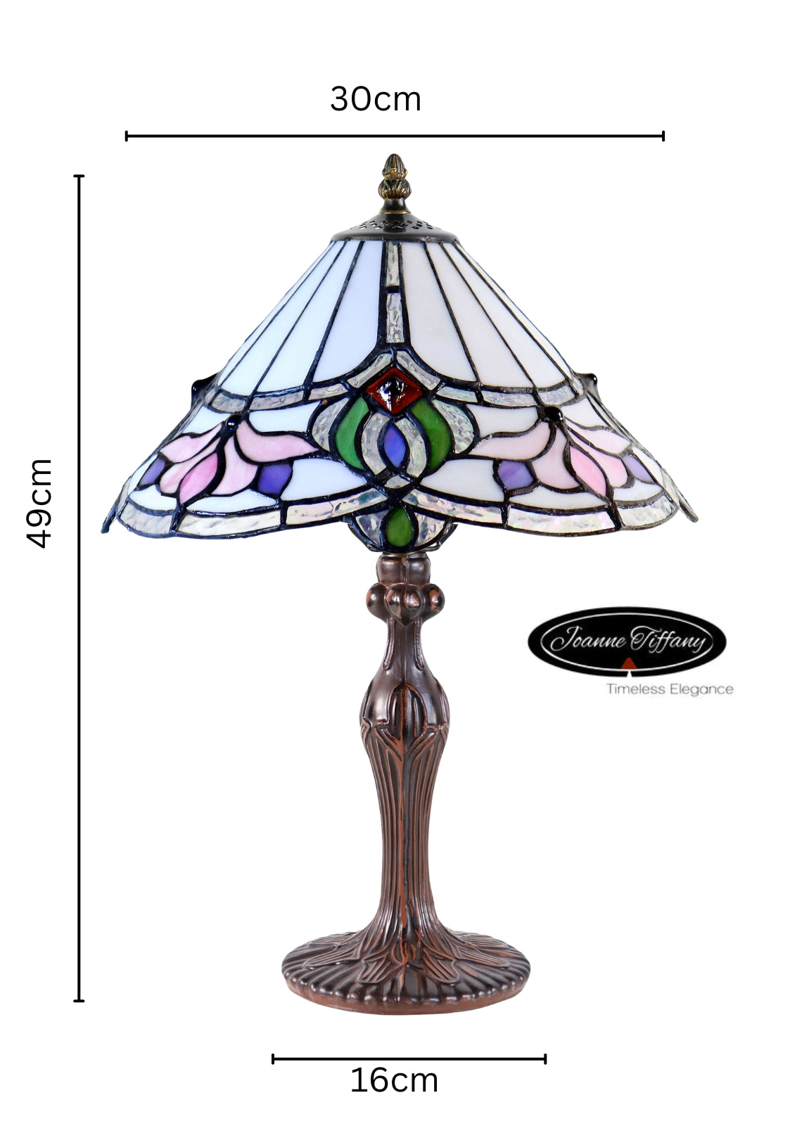 12" Art Nouveau Floral Stained Glass Tiffany Bedside Lamp