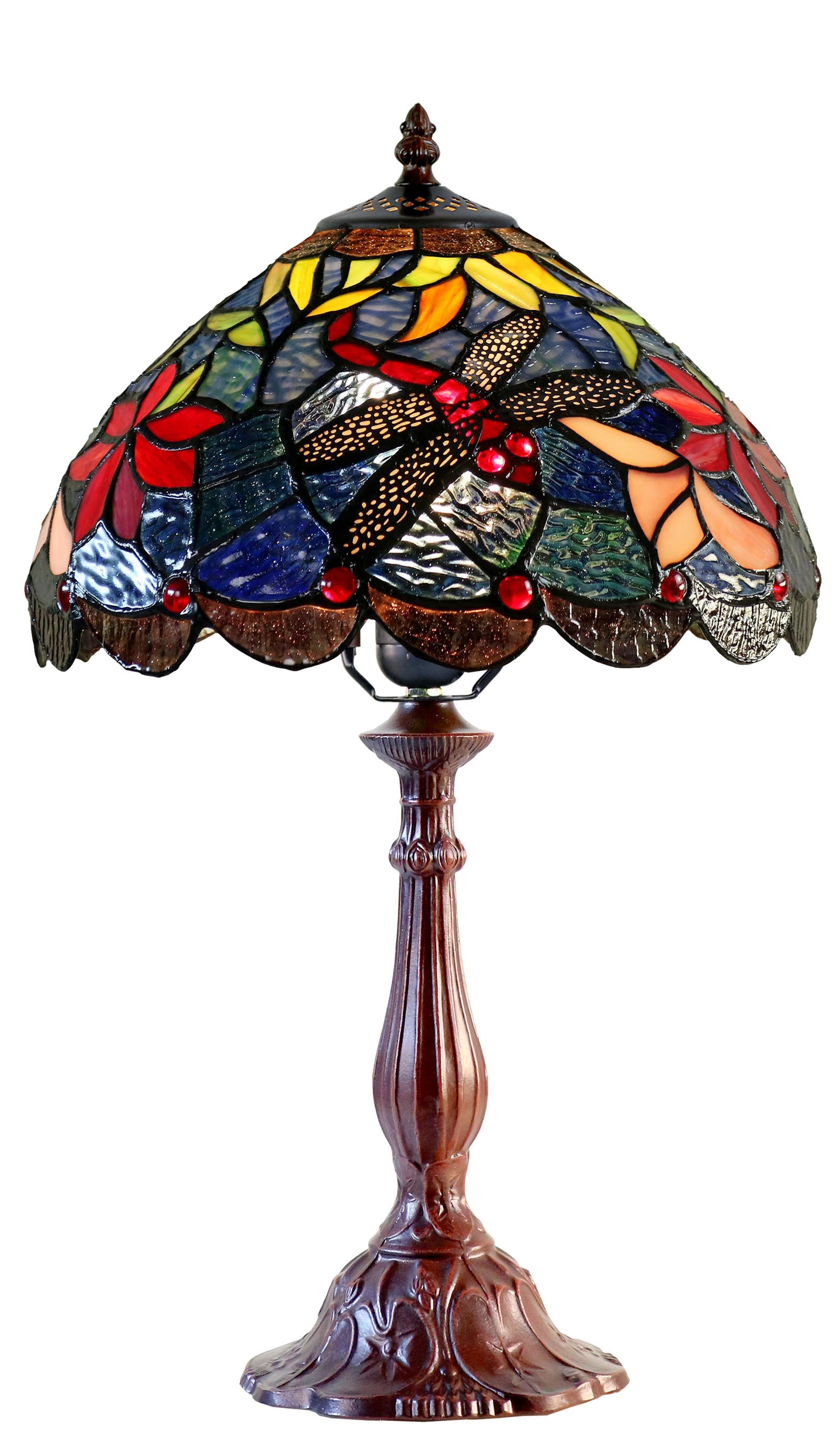 12" Classic Dragonfly Tiffany Bedside Lamp