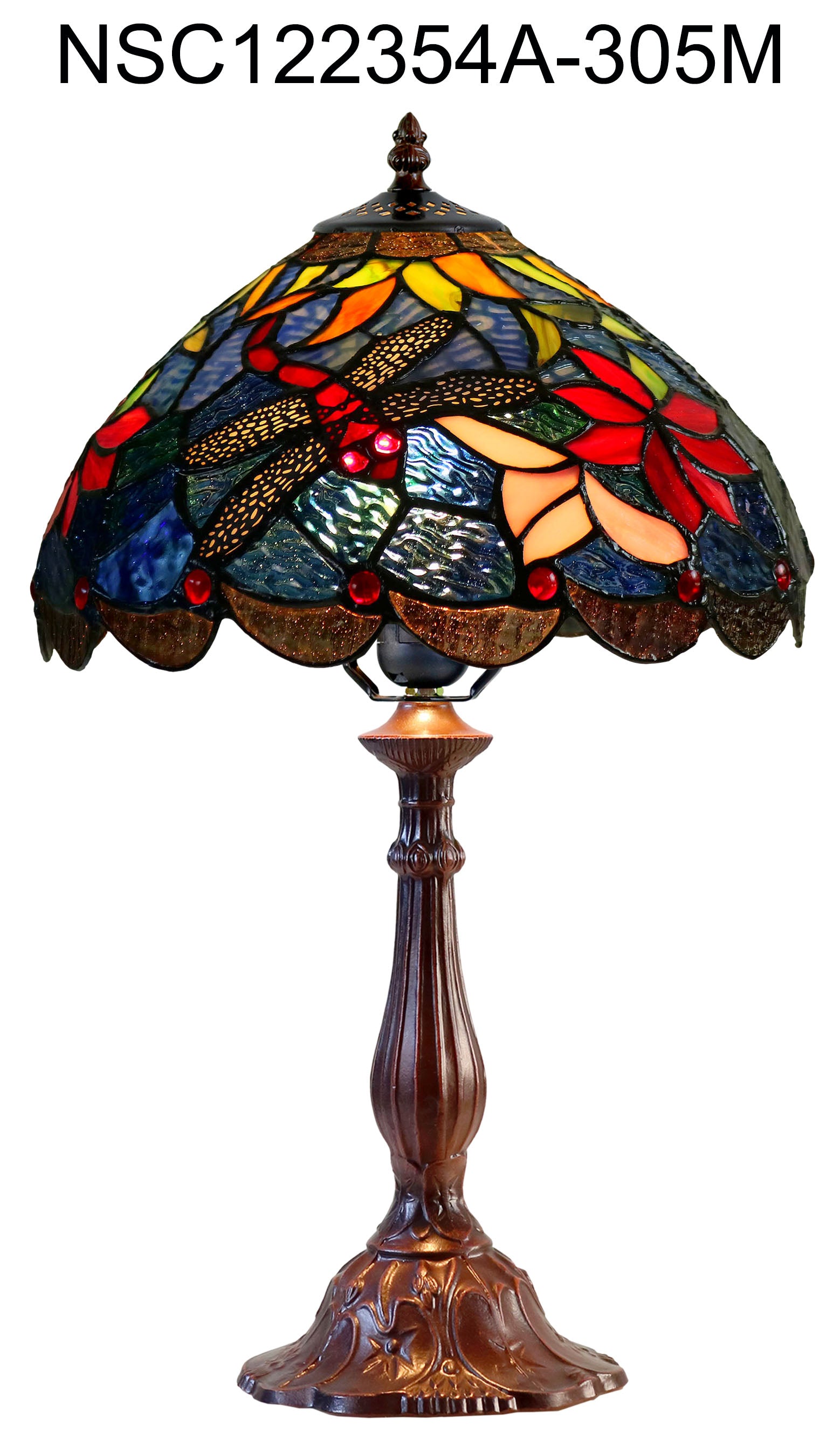 12" Classic Dragonfly Tiffany Bedside Lamp