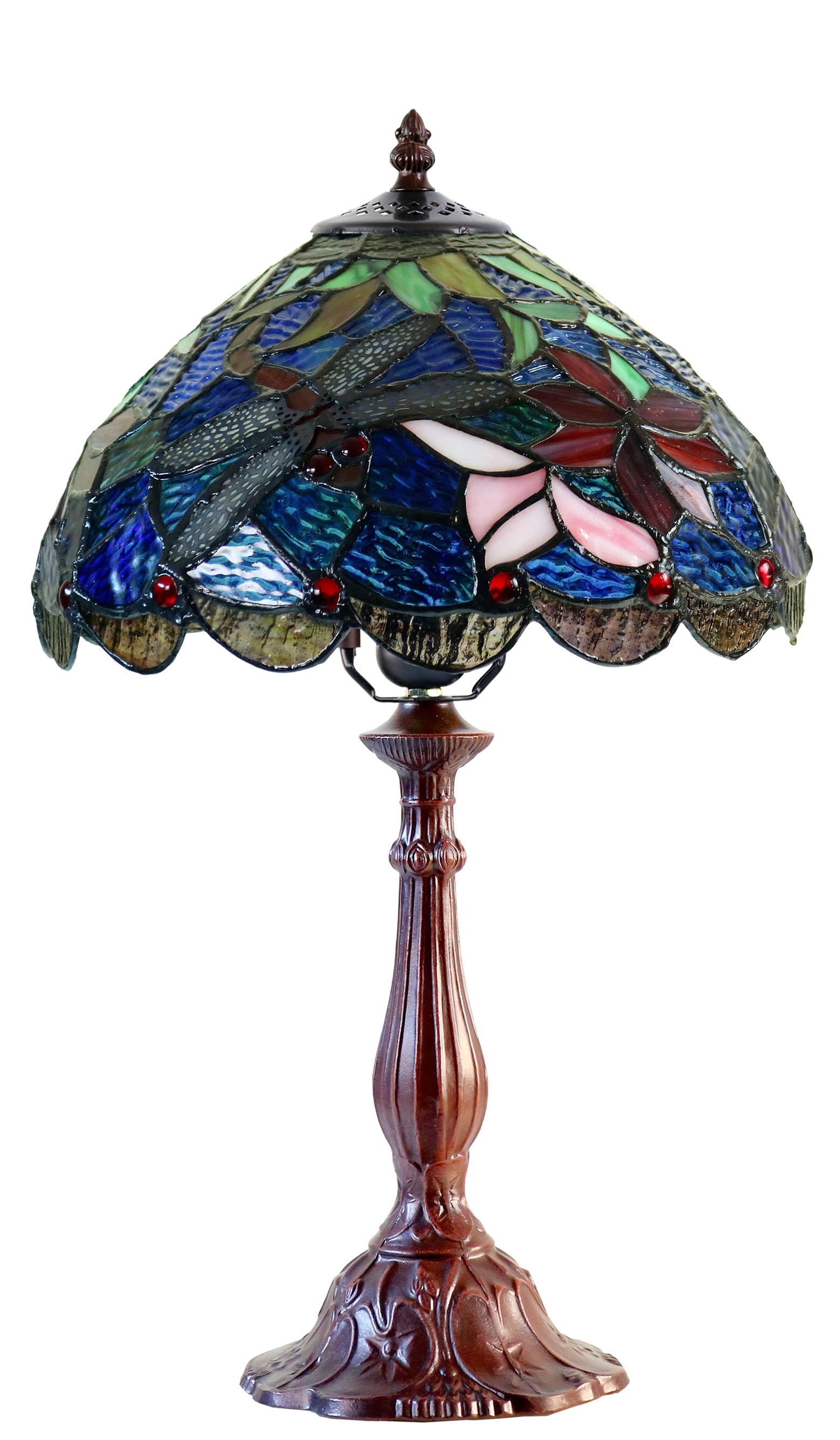 12" Classic Dragonfly Tiffany Bedside Lamp
