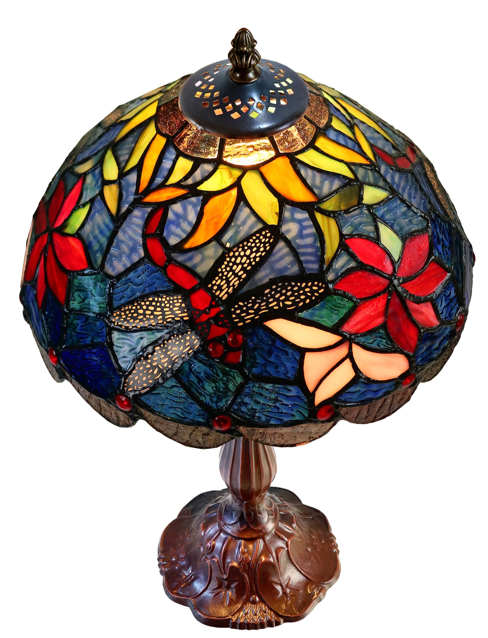 12" Classic Dragonfly Tiffany Bedside Lamp