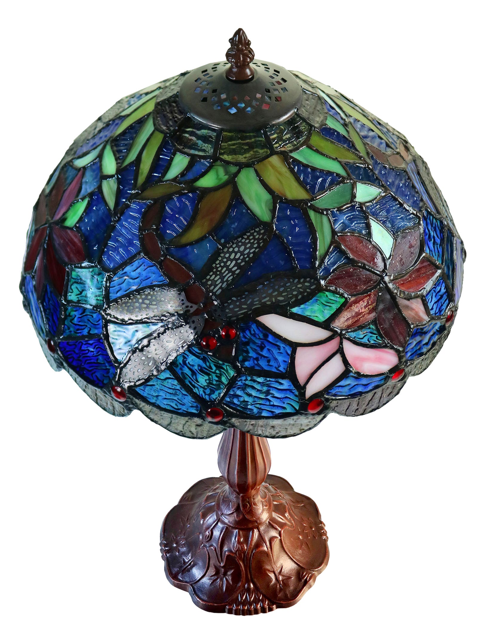 12" Classic Dragonfly Tiffany Bedside Lamp
