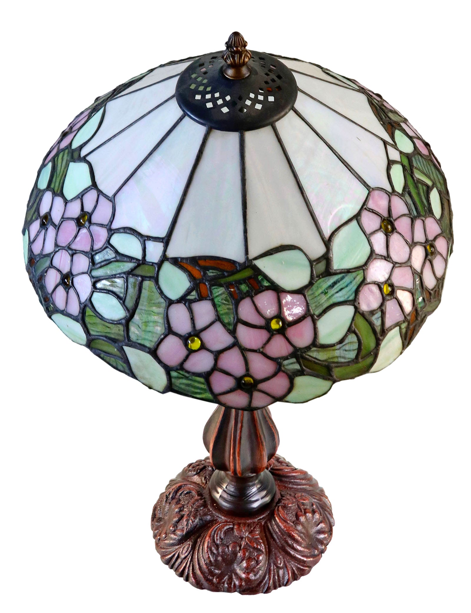 12" Classic Tiffany-Style Pink Dogwood Table Bedside Lamp