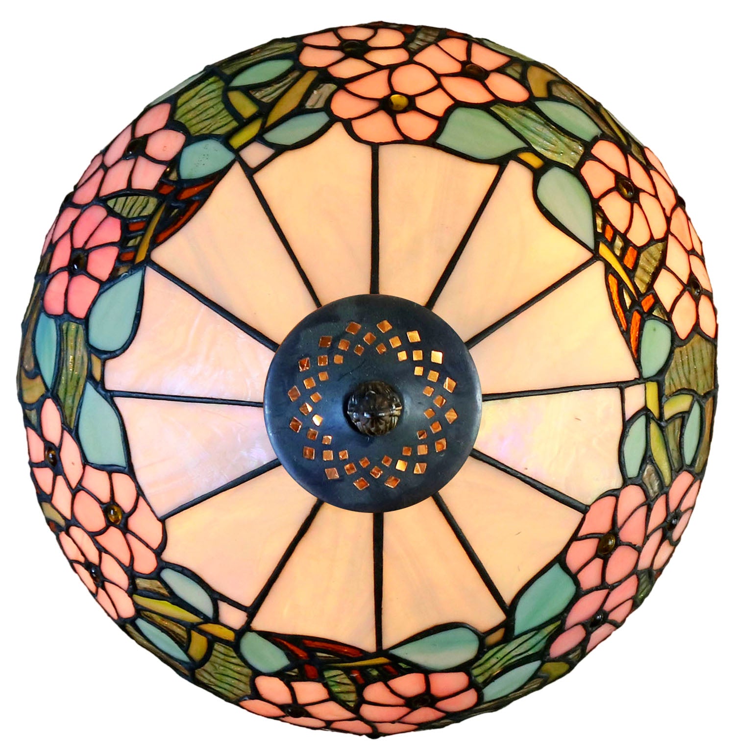 12" Classic Tiffany-Style Pink Dogwood Table Bedside Lamp