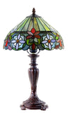12" Decorative Floral Victorian-Style Tiffany Bedside Lamp