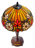 12" Decorative Floral Victorian-Style Tiffany Bedside Lamp