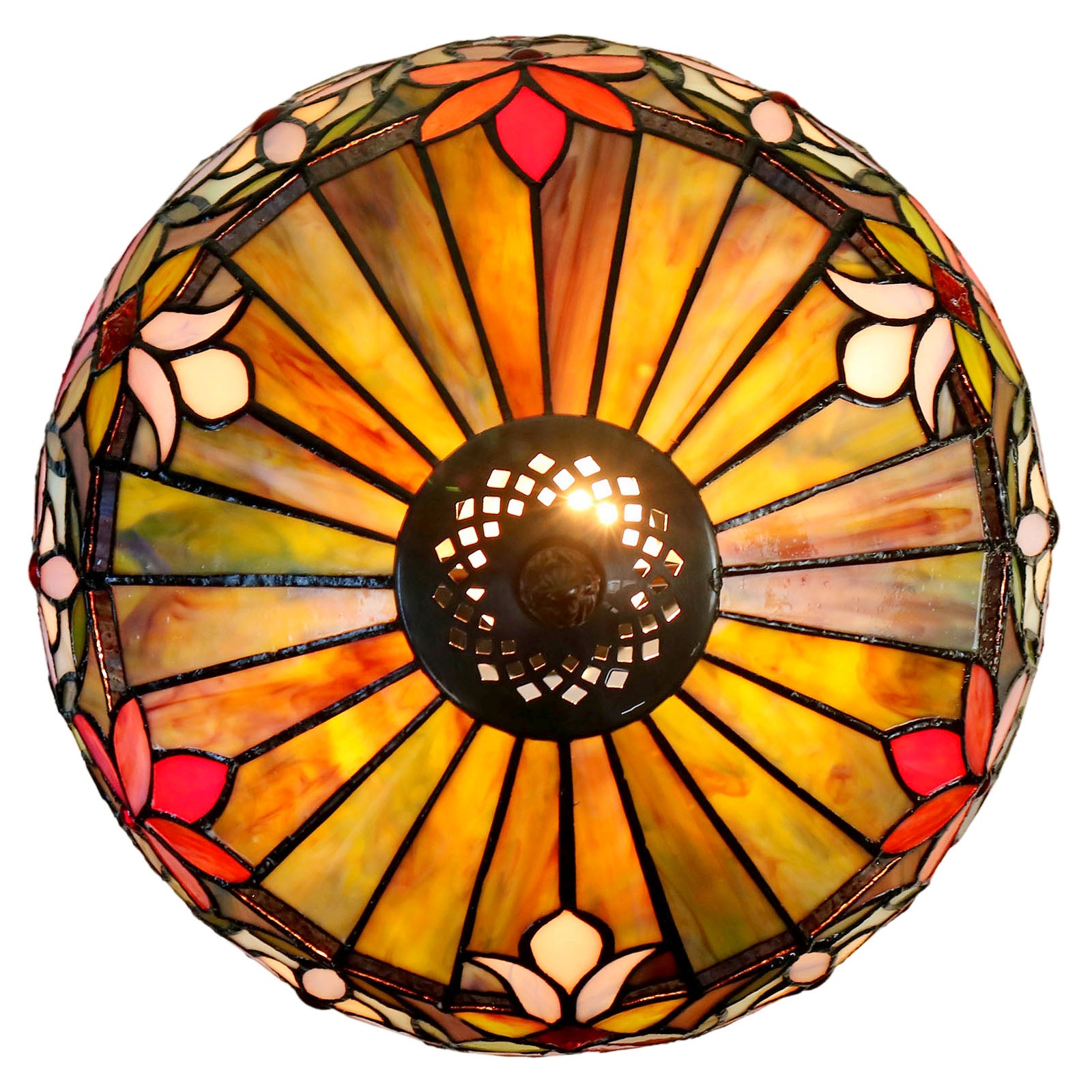 12" Decorative Floral Victorian-Style Tiffany Bedside Lamp