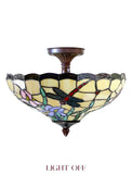 14" Dragonfly Flower style Tiffany  Uplighter Ceiling Light * designed for low ceilings