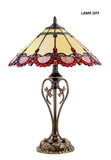 16" Handcrafted Tiffany-style stained glass Table Lamp with with red jewel accents