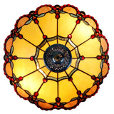 16" Handcrafted Tiffany-style stained glass Table Lamp with with red jewel accents