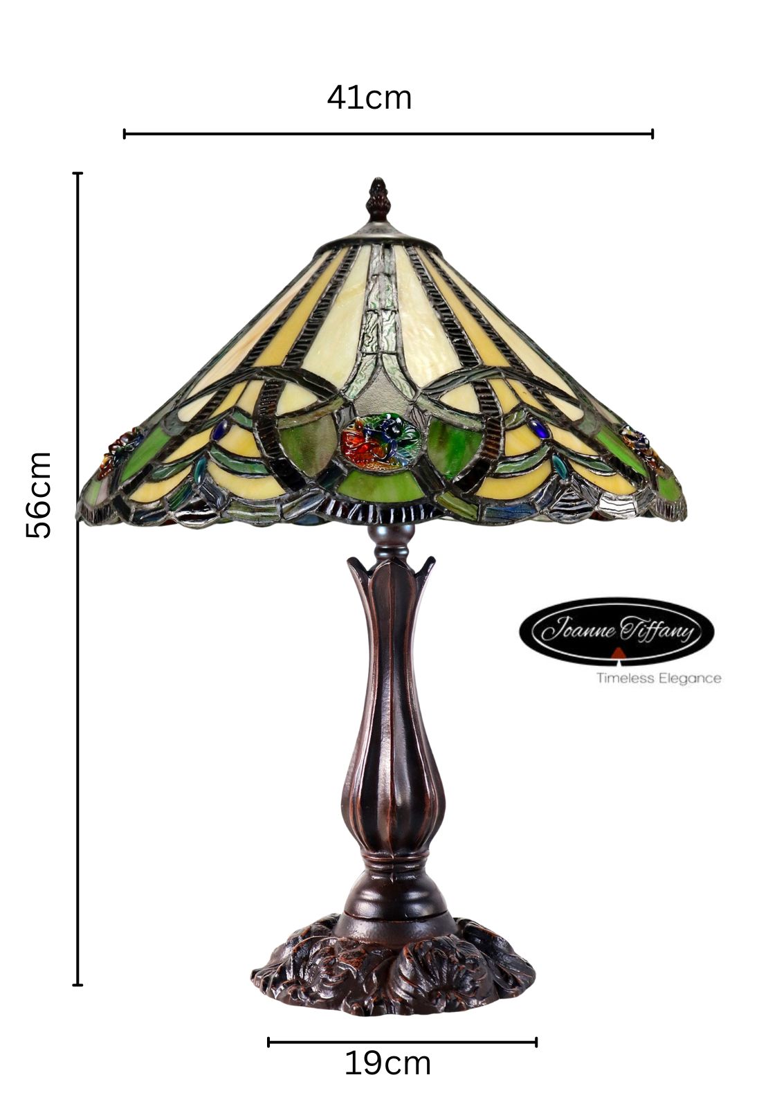 16" Large Victorian Ribbon Tiffany Table Lamp Country and Rustic Style Iron base