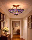 Large 16 inches Blue Tiffany Geometric Semi Flush Mount Ceiling Lights