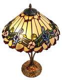 16" Melody and Flower Tiffany Table Lamp with Art Decor Base