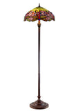 Limited Edition Grand 20" Green Purple Dragonfly Style Leadlight Tiffany Floor Lamp