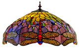 Limited Edition Grand 20" Green Purple Dragonfly Style Leadlight Tiffany Floor Lamp