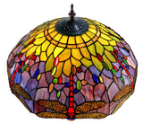Limited Edition Grand 20" Green Purple Dragonfly Style Leadlight Tiffany Floor Lamp