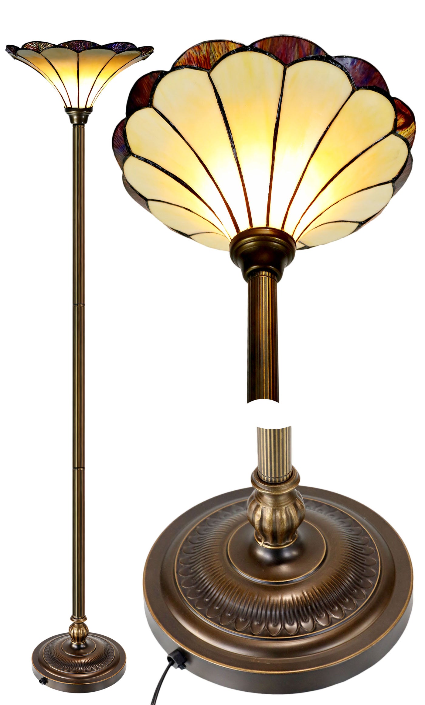 14"  Florence Style Tiffany Floor Torchiere Lamp