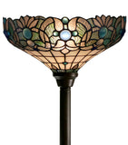 14" Art Nouveau Ocean Blue Tiffany Floor Torchiere Lamp