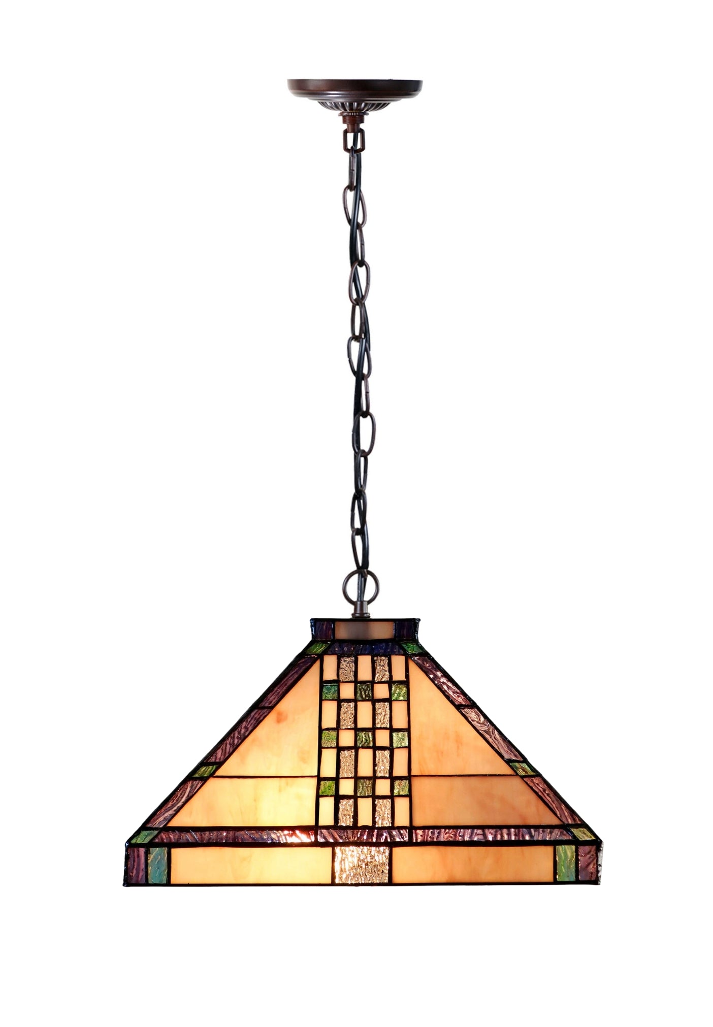 Large Mission Tiffany Style Check Pattern Pendant Light