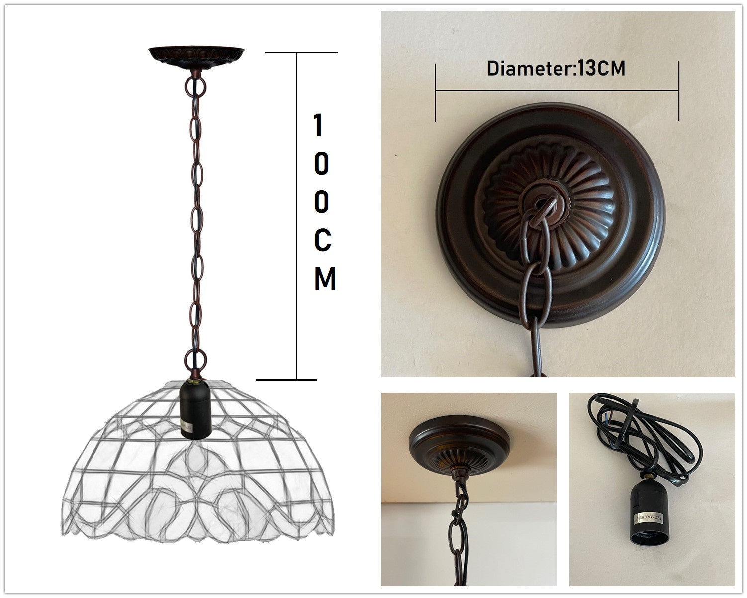 Large Mission Tiffany Style Amora Pendant Light