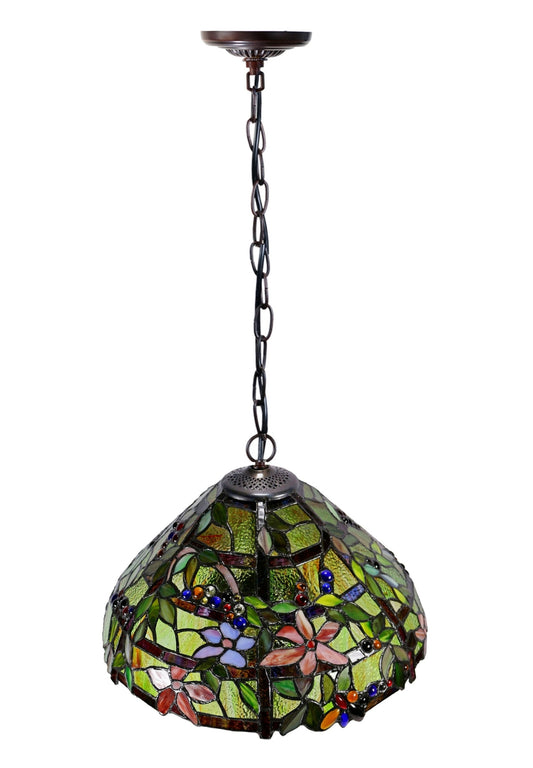 16" Flower Clematis Trellis  Tiffany  Pendant Light