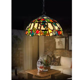 Large 16" Vibrant Fruits Style Stained Glass Tiffany Pendant Light