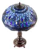 14" Large  Blue dragonfly Style Tiffany Table Lamp