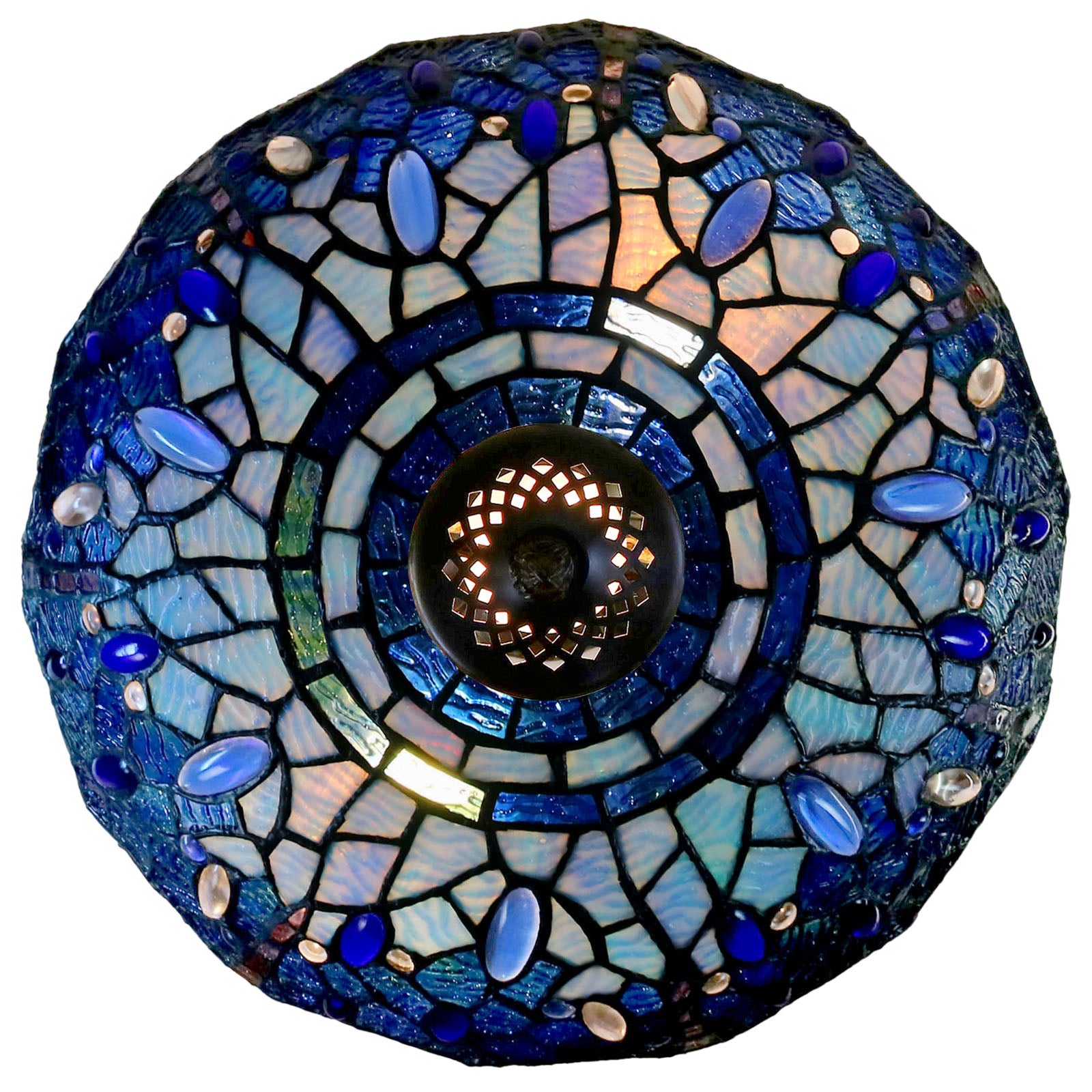 14" Large  Blue dragonfly Style Tiffany Table Lamp