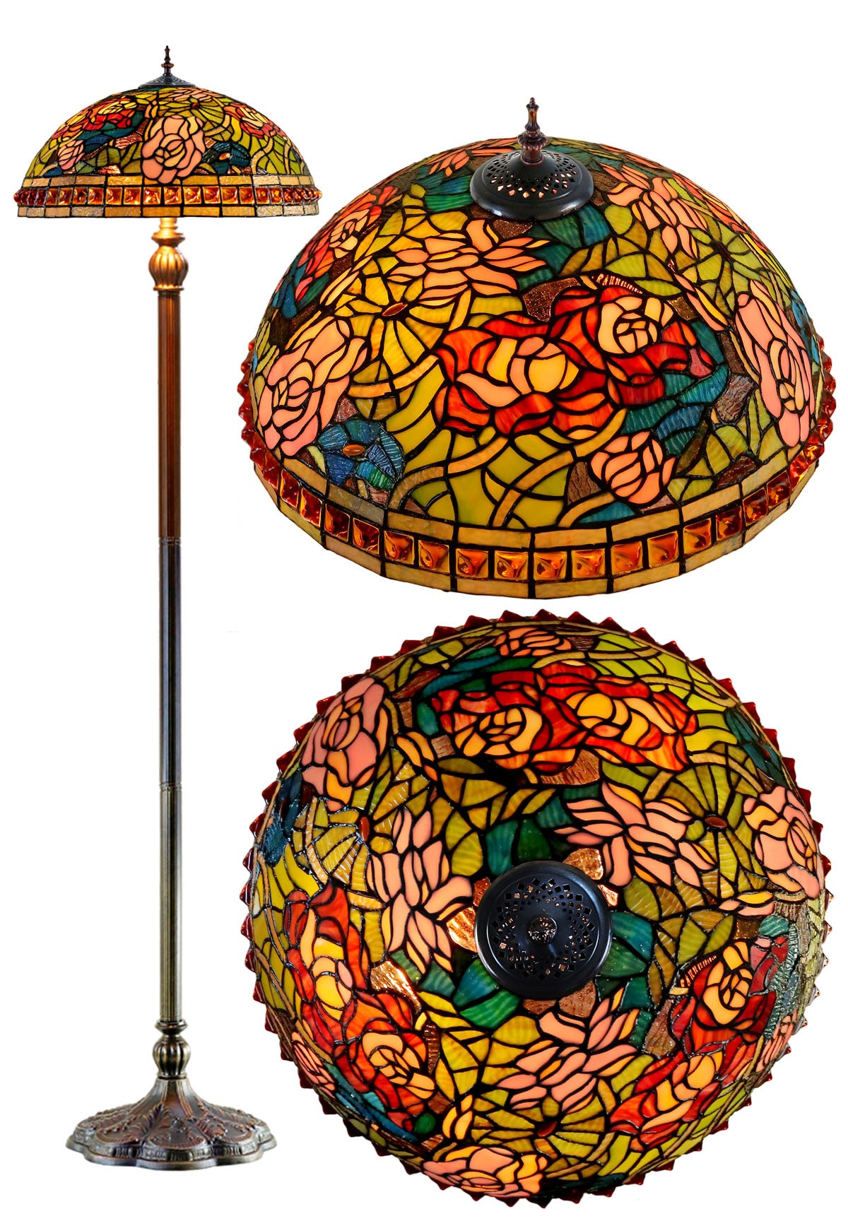 Limited Edition 20" Rose Dahlia Garden Tiffany Floor Lamp