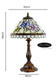 12" Tiffany Style Pink Rose Stained Glass Table Bedside Lamp