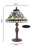 12" Tiffany Pink Rose Stained Glass Table Lamp with Fluted Art Nouveau Base
