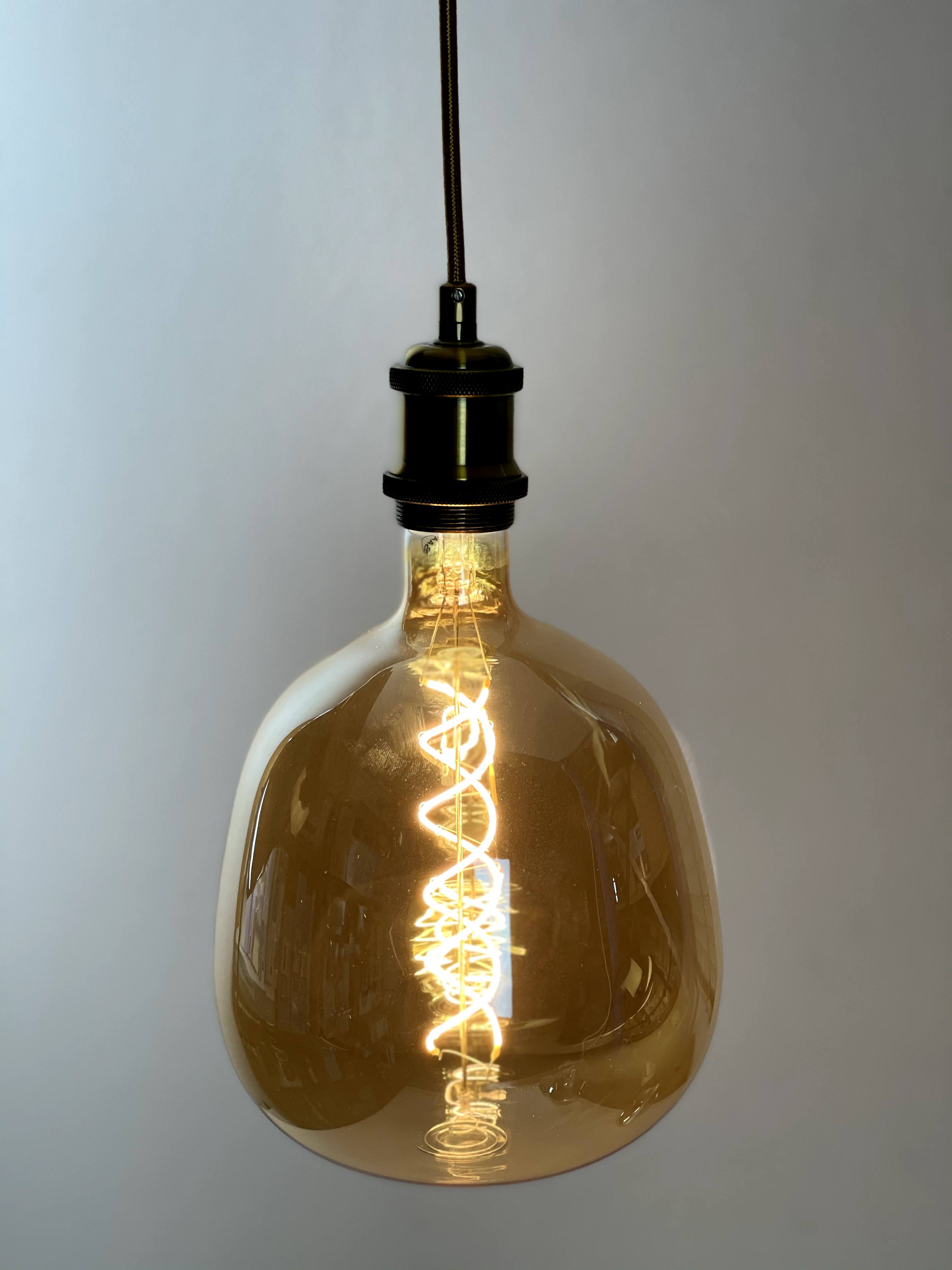 Brass Vintage LED Pendant Lights with Huge LED Globe Light Bulb Warm Light 4W E27