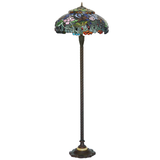 20" Dragonfly & Lotus Tiffany Style Floor Lamp – Handcrafted Stained Glass Art Lamp