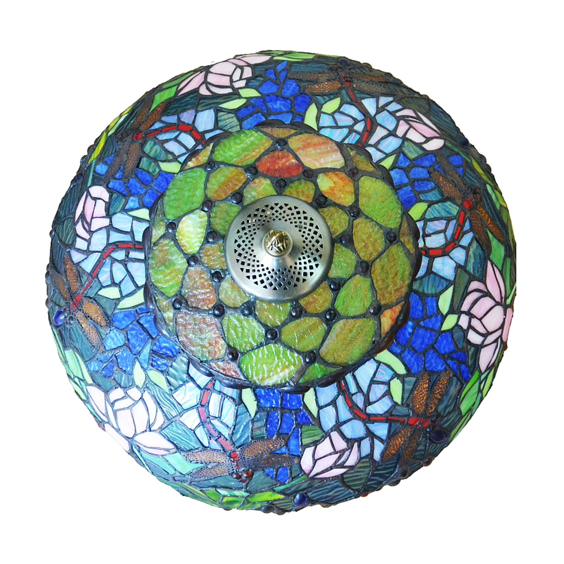 20" Dragonfly & Lotus Tiffany Style Floor Lamp – Handcrafted Stained Glass Art Lamp