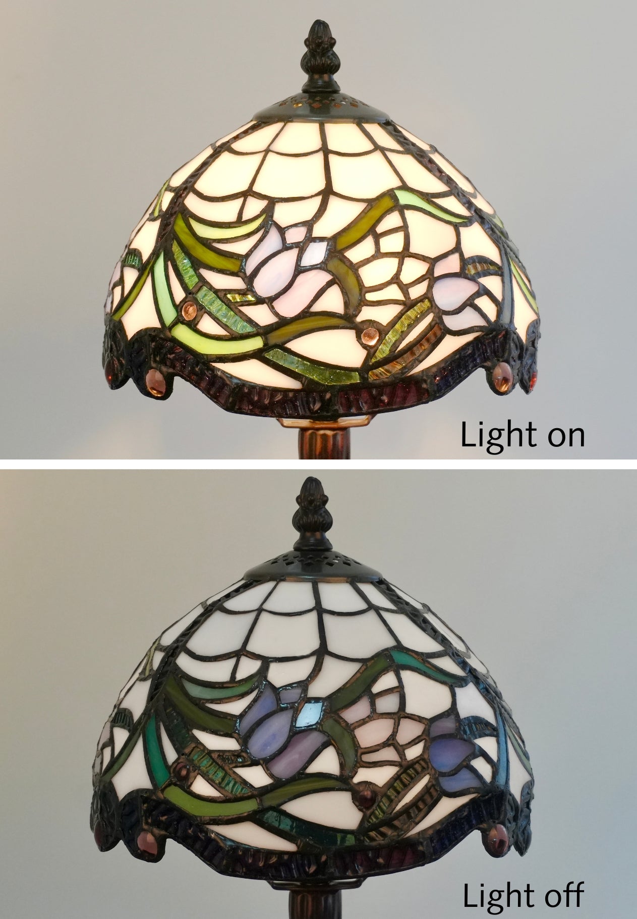 8-Inch Tulips in the Wind Tiffany-Style Small Table Lamp