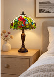 12" Red Cardinal Bird Stained Glass TiffanyBedside Lamp