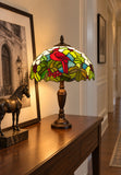 12" Red Cardinal Bird Stained Glass TiffanyBedside Lamp