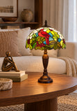 12" Red Cardinal Bird Stained Glass TiffanyBedside Lamp