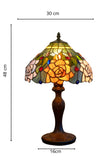 12" Amber Rose Stained Glass Tiffany Bedside Lamp