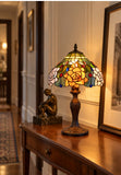 12" Amber Rose Stained Glass Tiffany Bedside Lamp